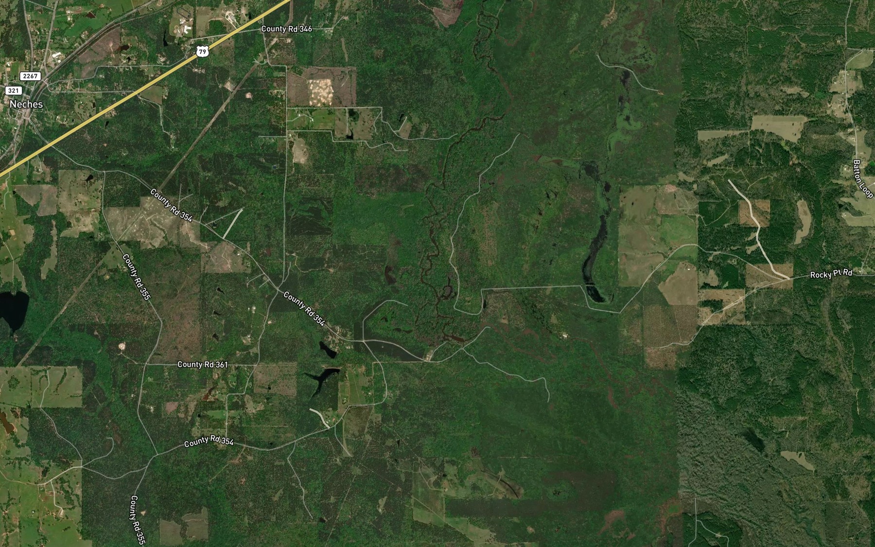Satellite map of the White Oak Creek