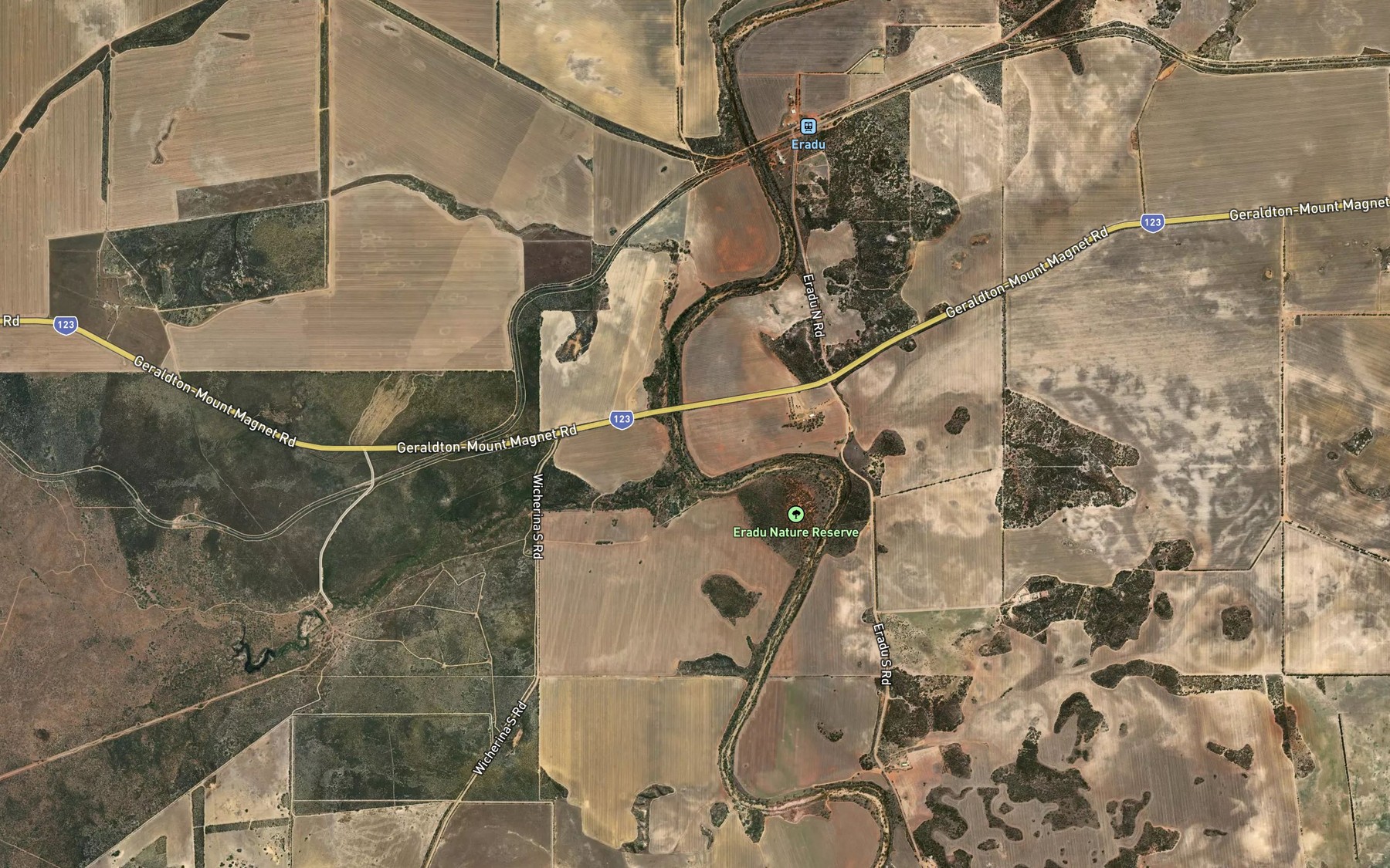 Satellite map of the Wicherina Brook