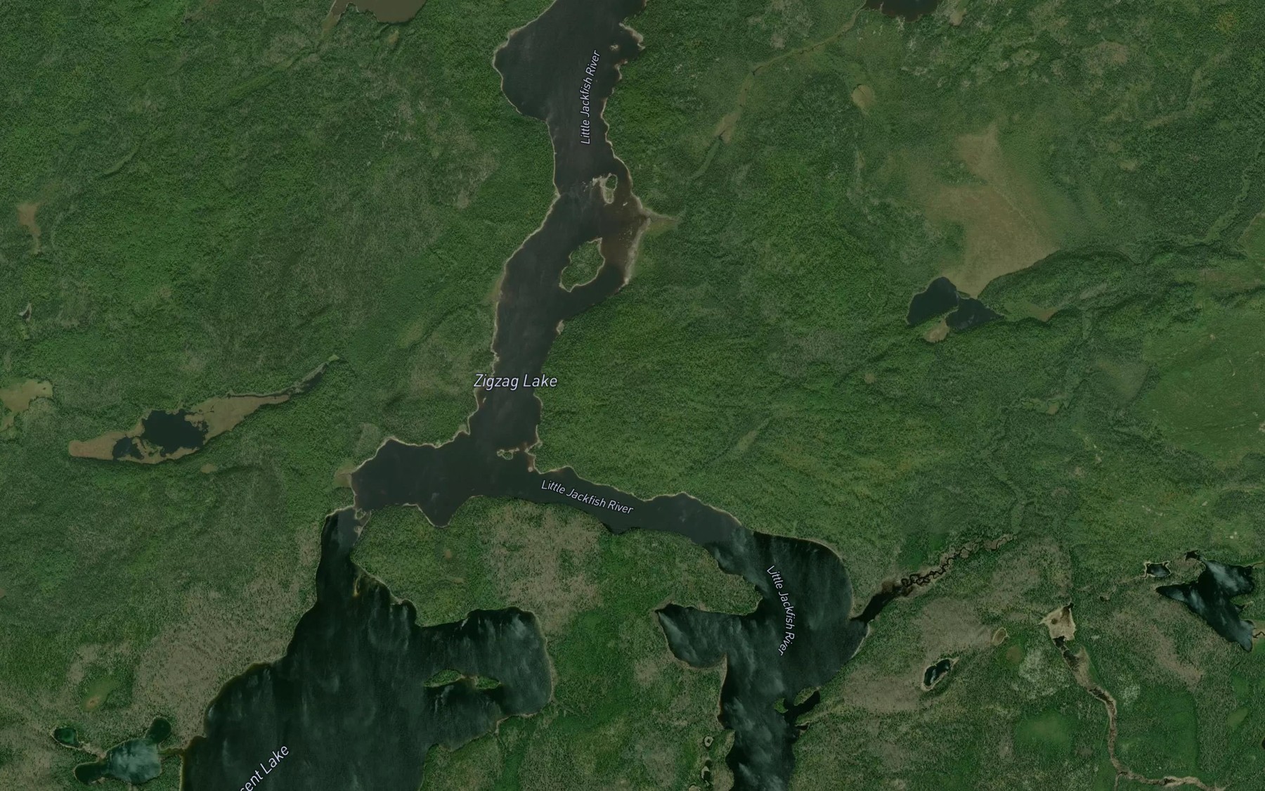 Satellite map of the Zigzag Lake