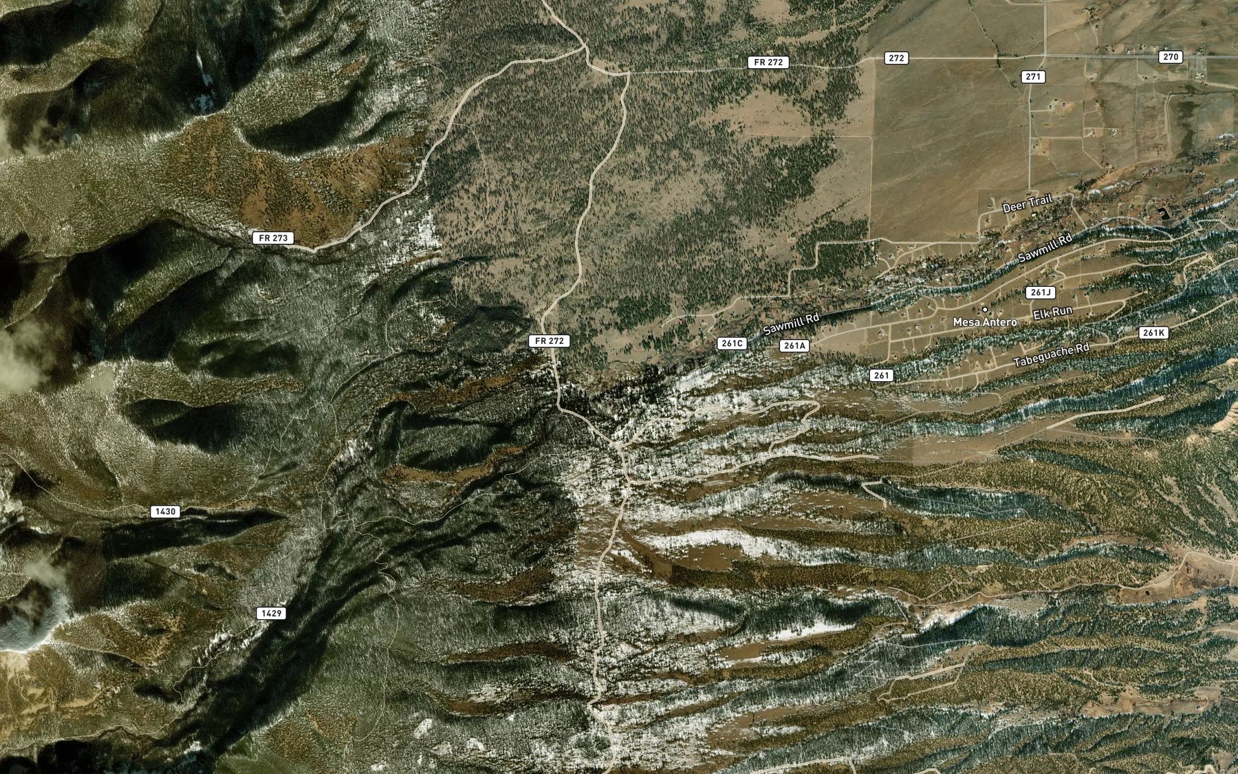 Satellite map of the Little Browns Creek