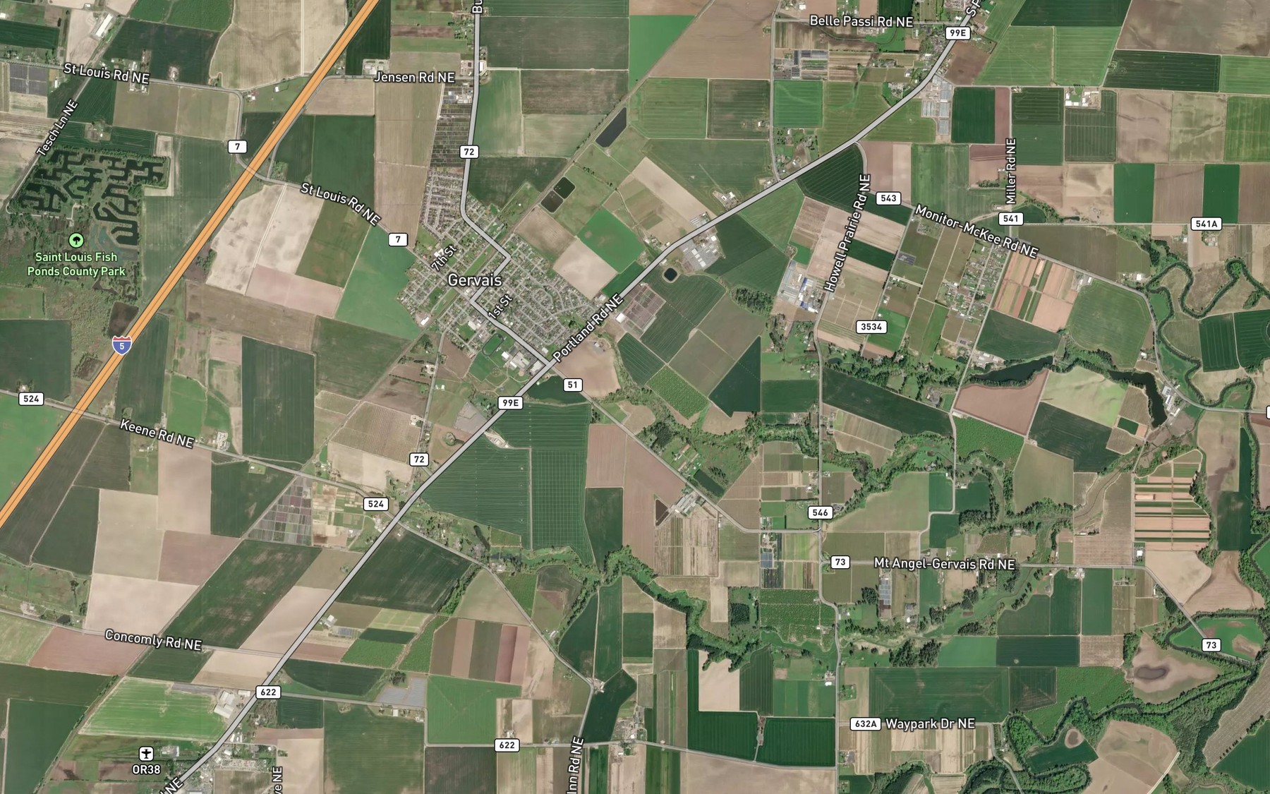 Satellite map of the South Fork Sam Brown Creek