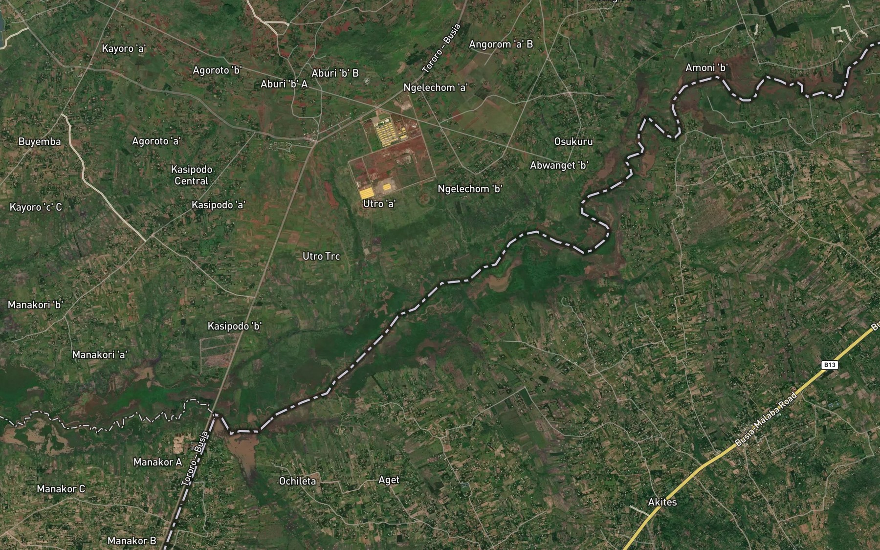 Satellite map of the Aludera
