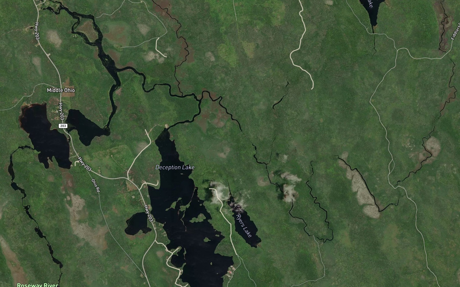 Satellite map of the Mahaney Creek