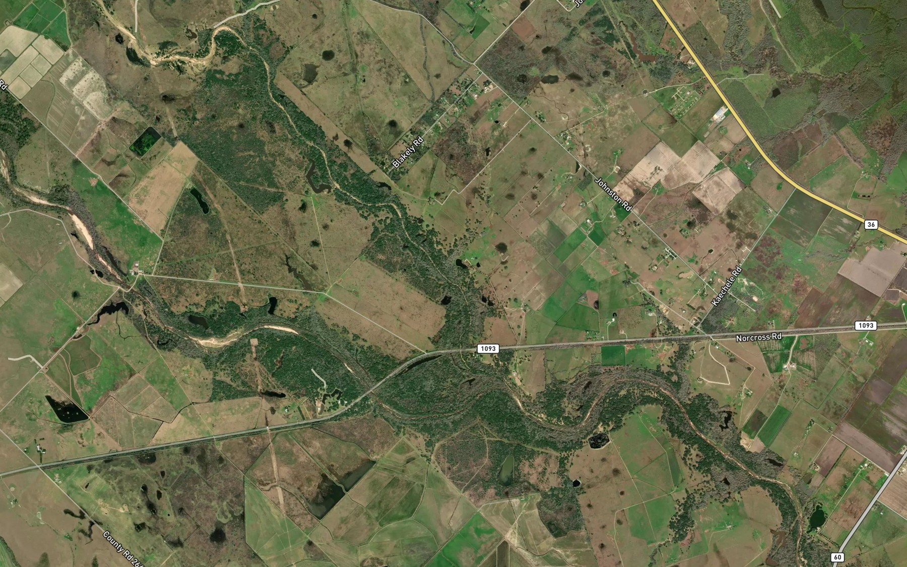 Satellite map of the Willow Branch