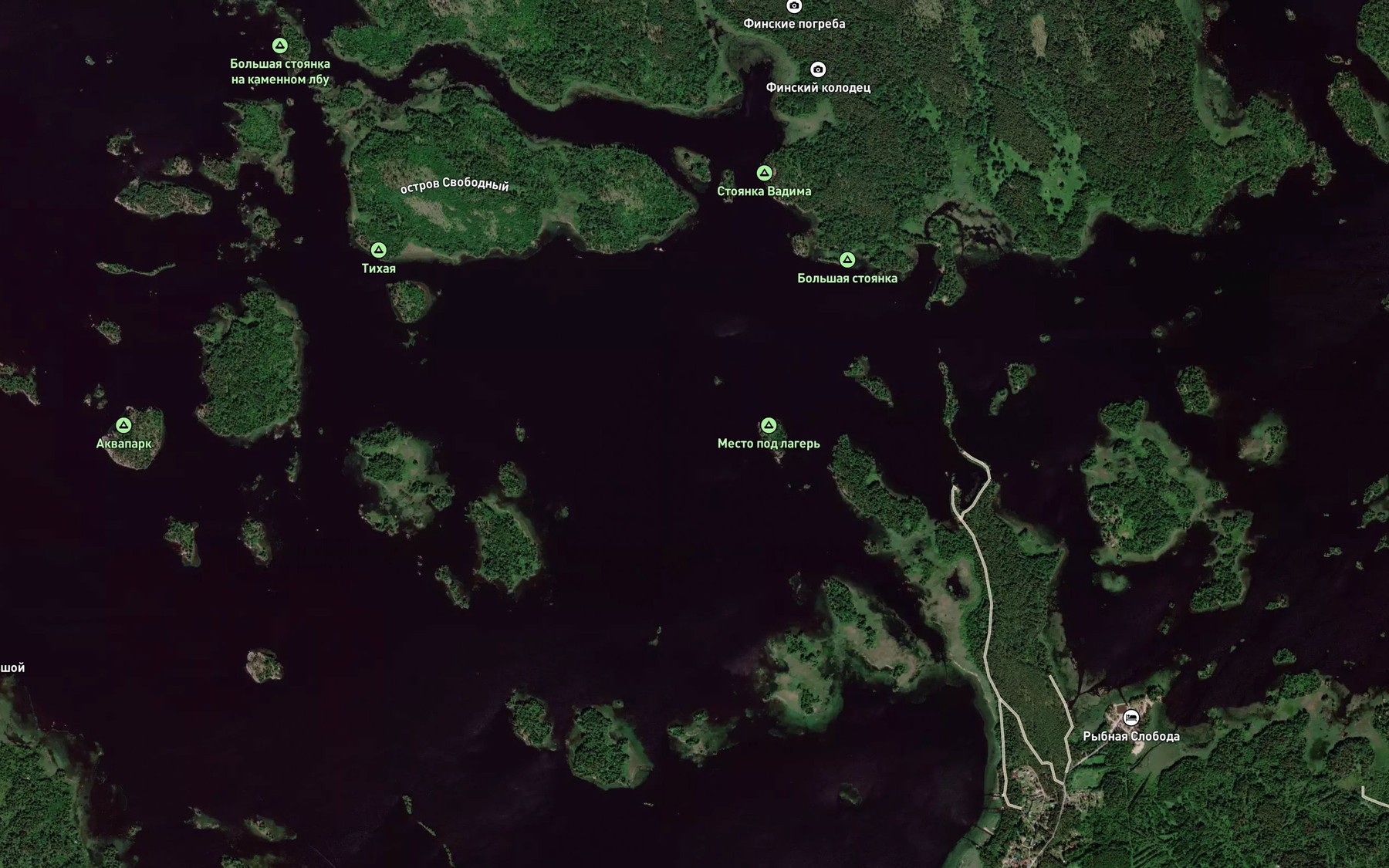 Satellite map of the Ozero Vuoksa