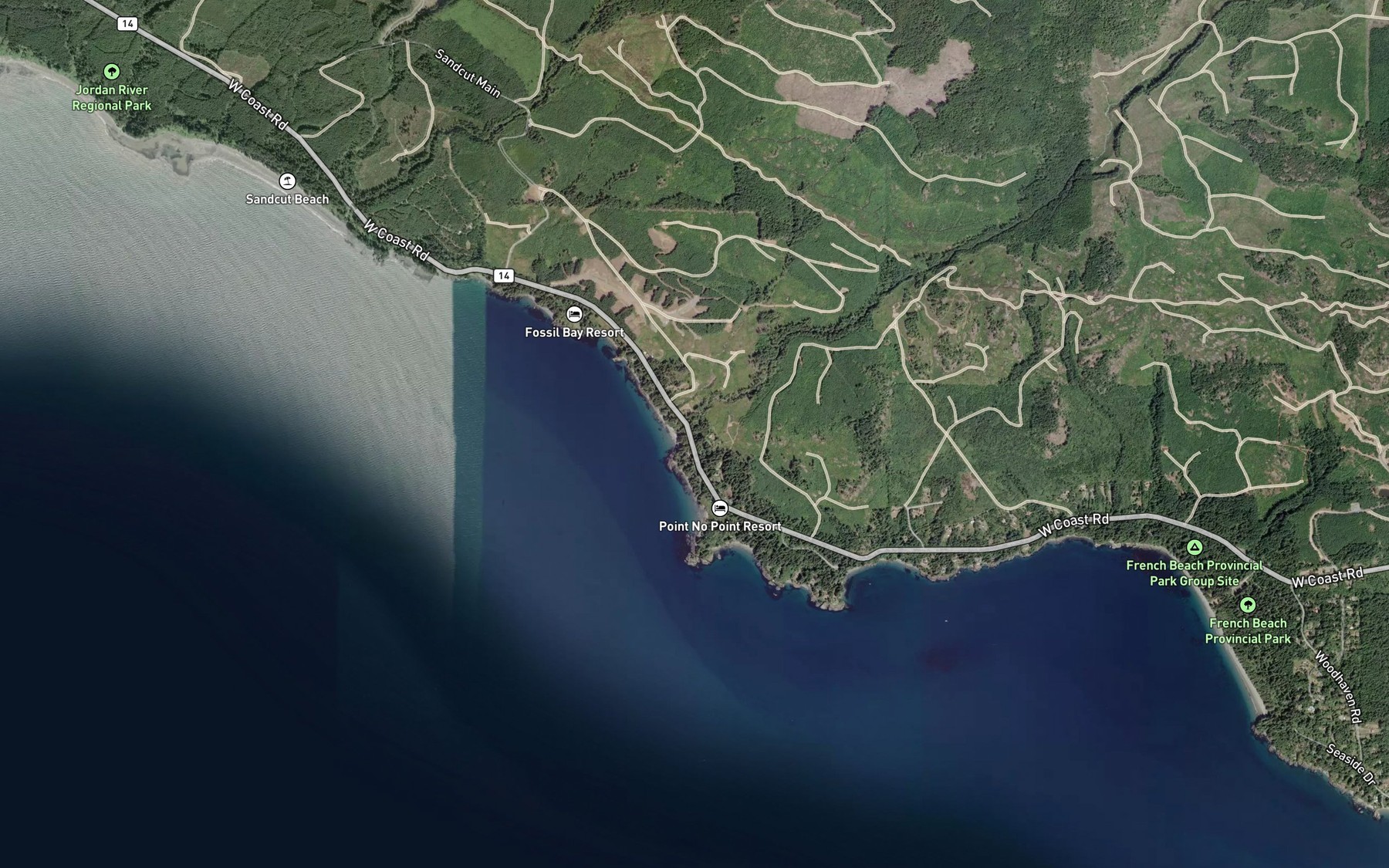 Satellite map of the Jacob Creek