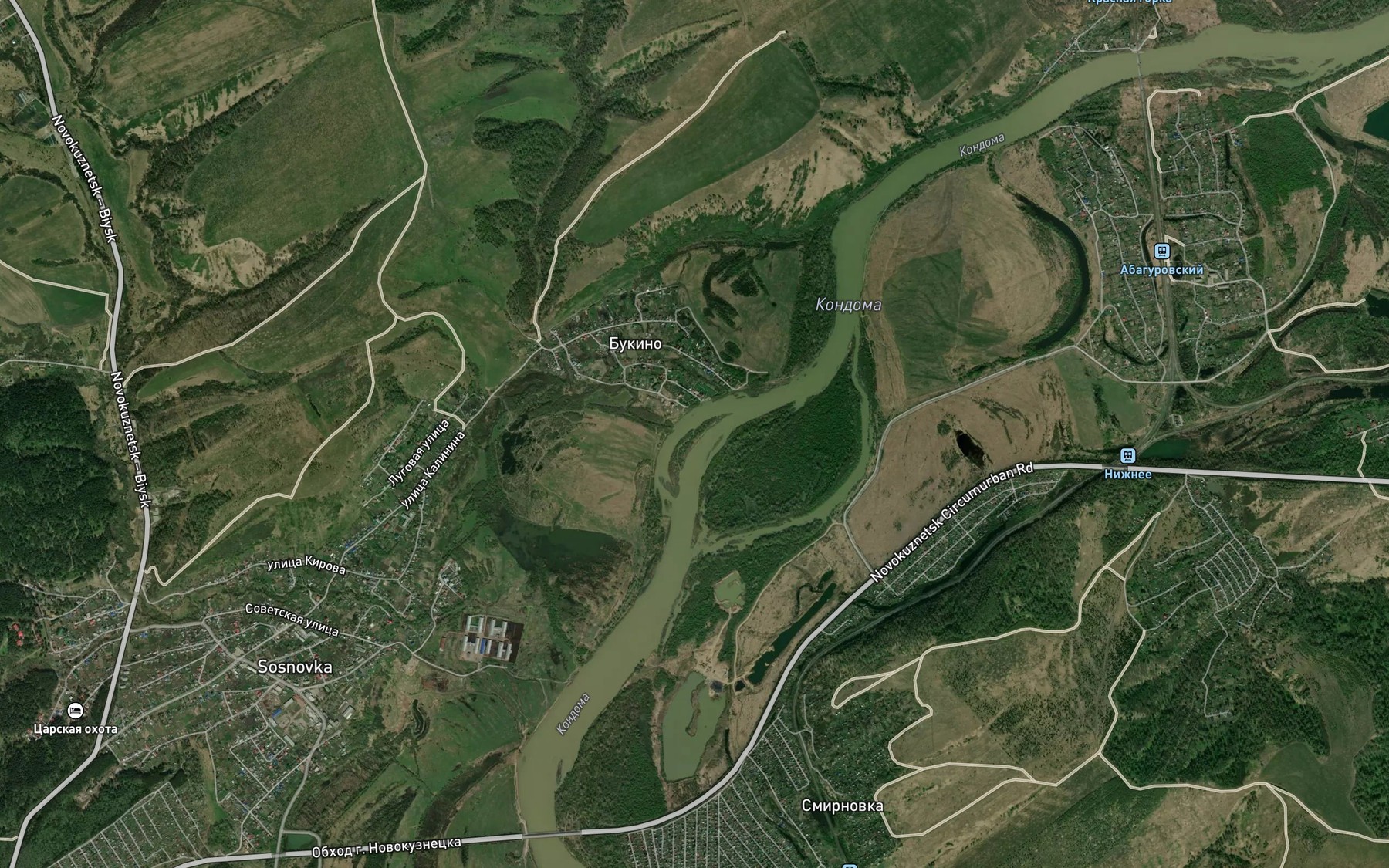 Satellite map of the Sosnovka