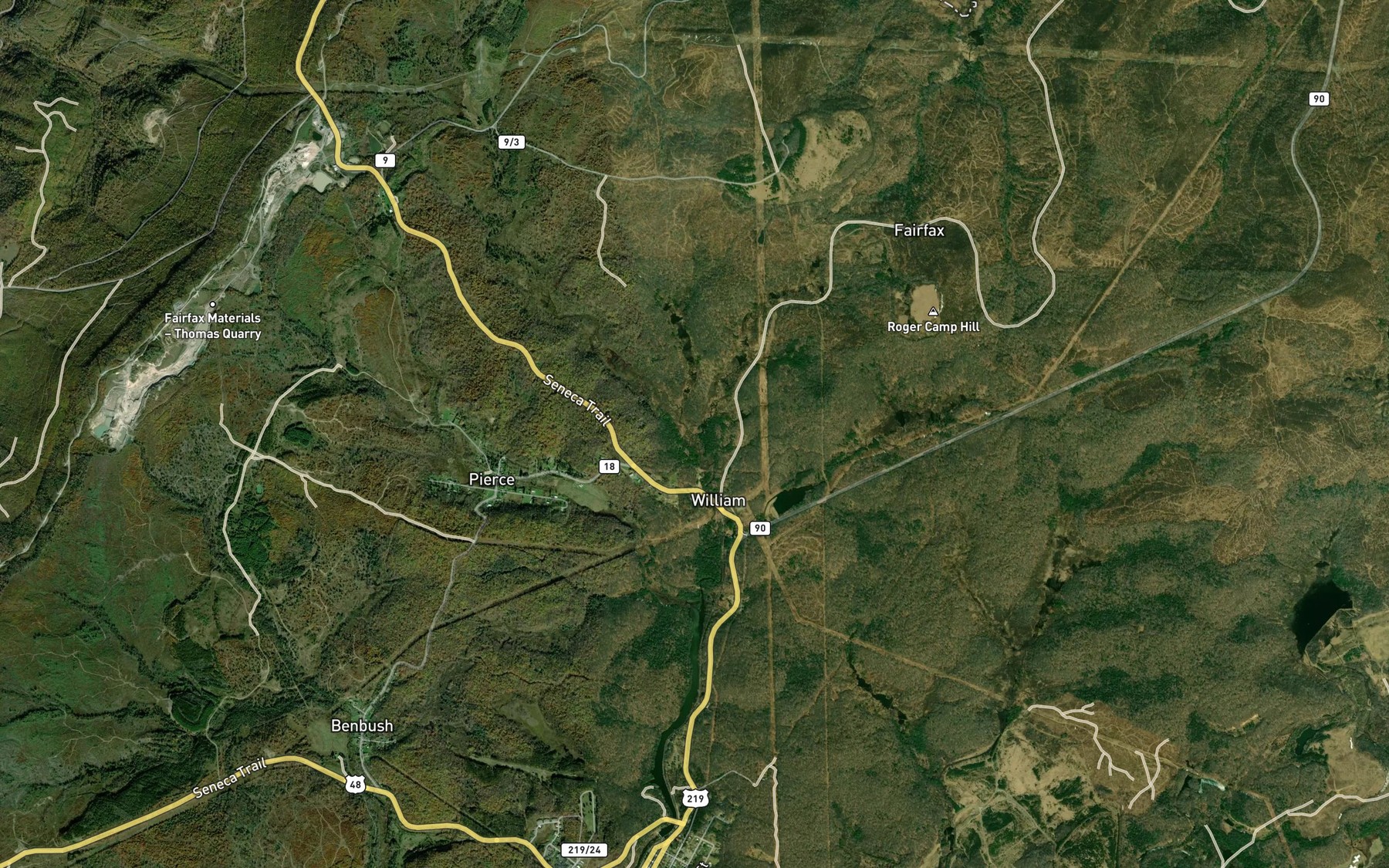 Satellite map of the Glade Run