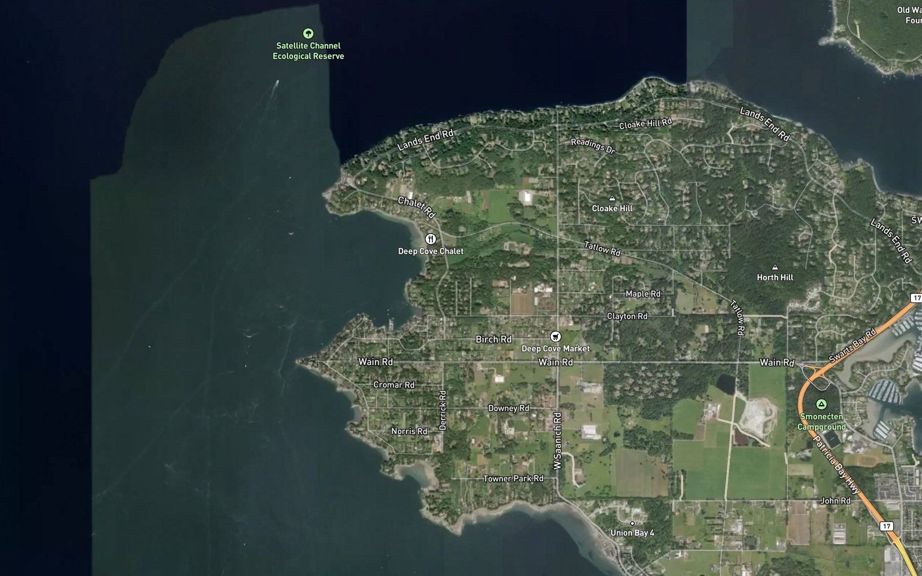 Satellite map of the Chalet Creek