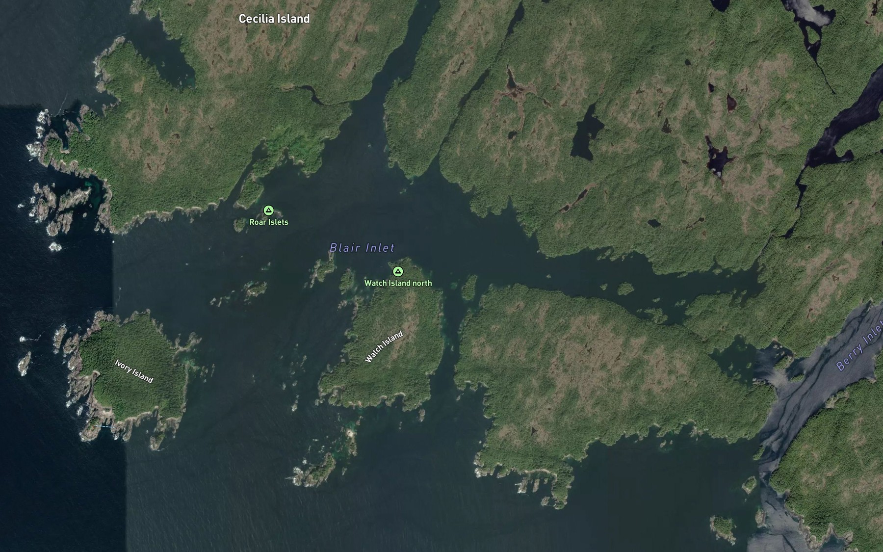 Satellite map of the Powell Anchorage