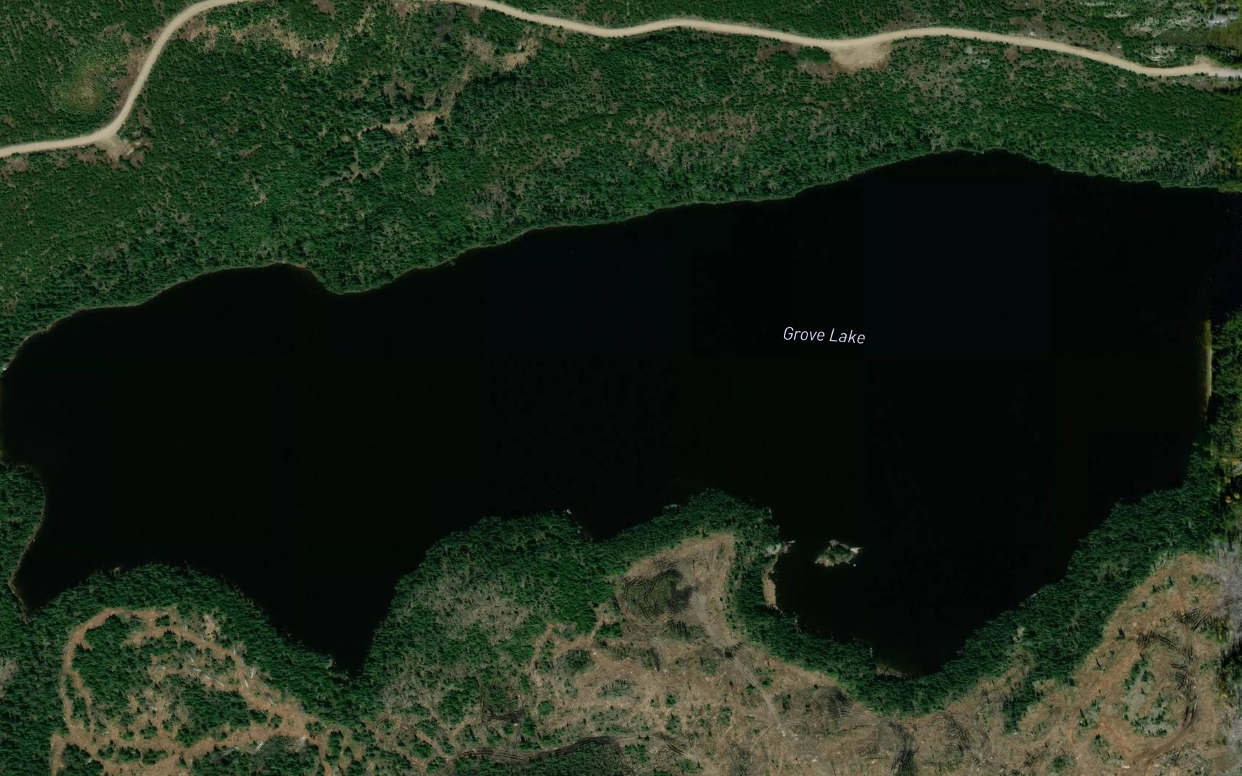 Satellite map of the Grove Lake