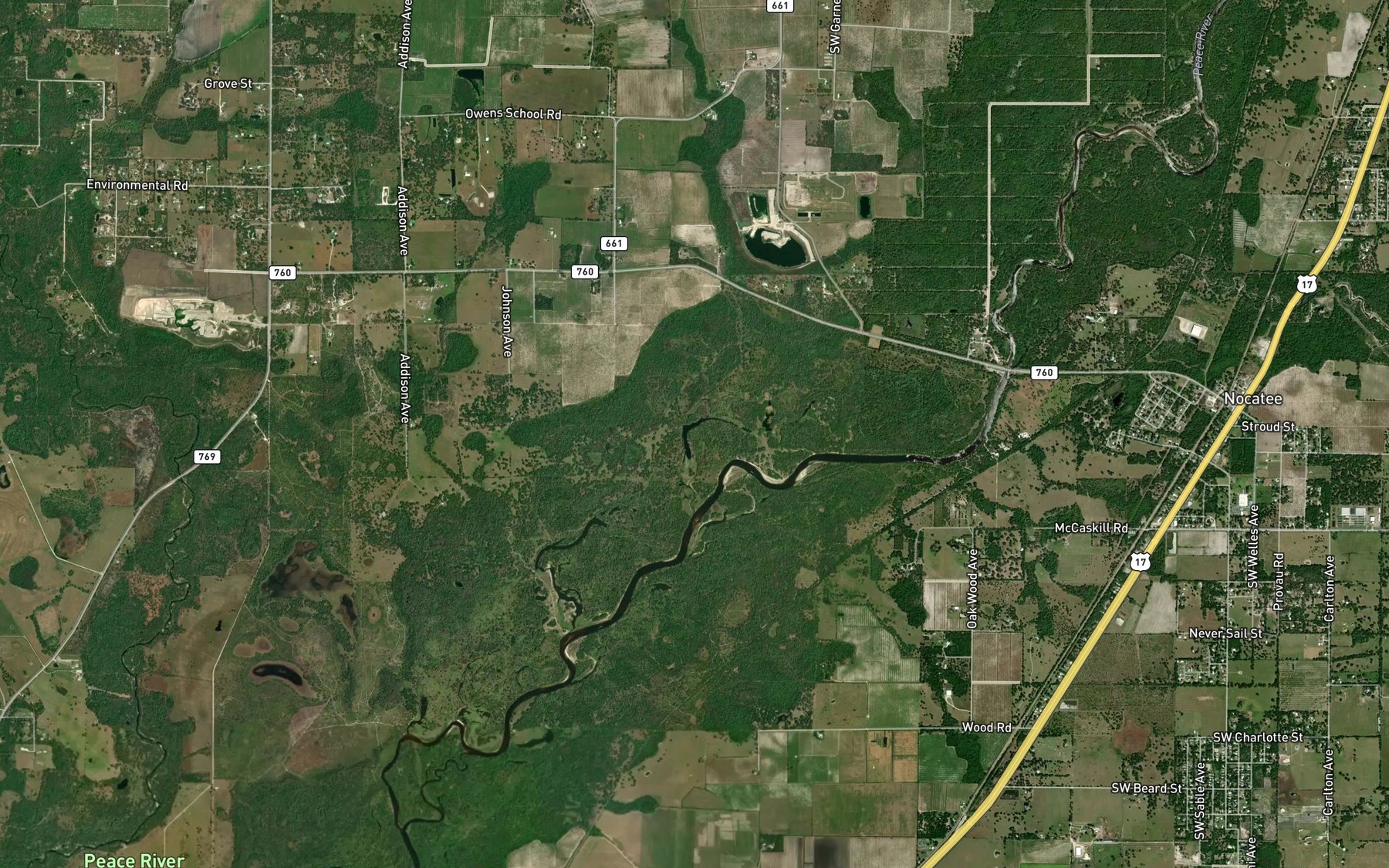 Satellite map of the Bee Gum Lake