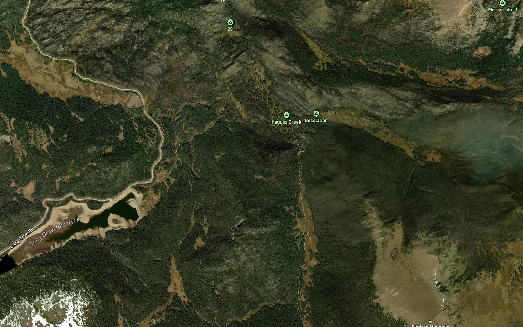 Satellite map of the Paradise Creek