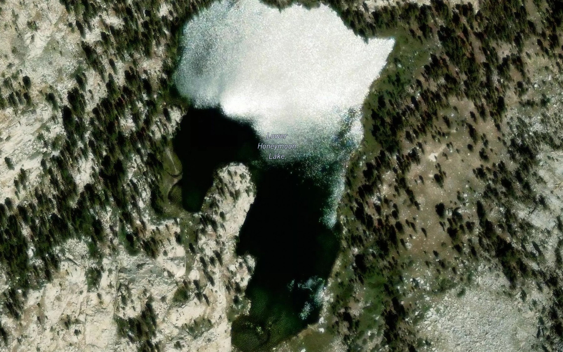 Satellite map of the Lower Honeymoon Lake