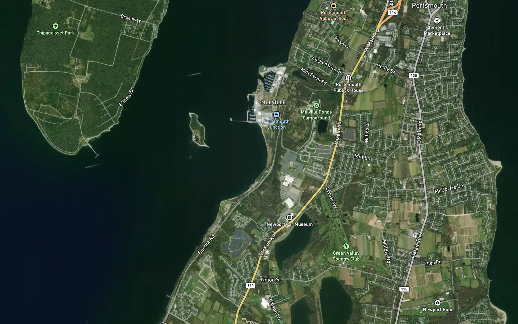 Satellite map of the Weaver Cove