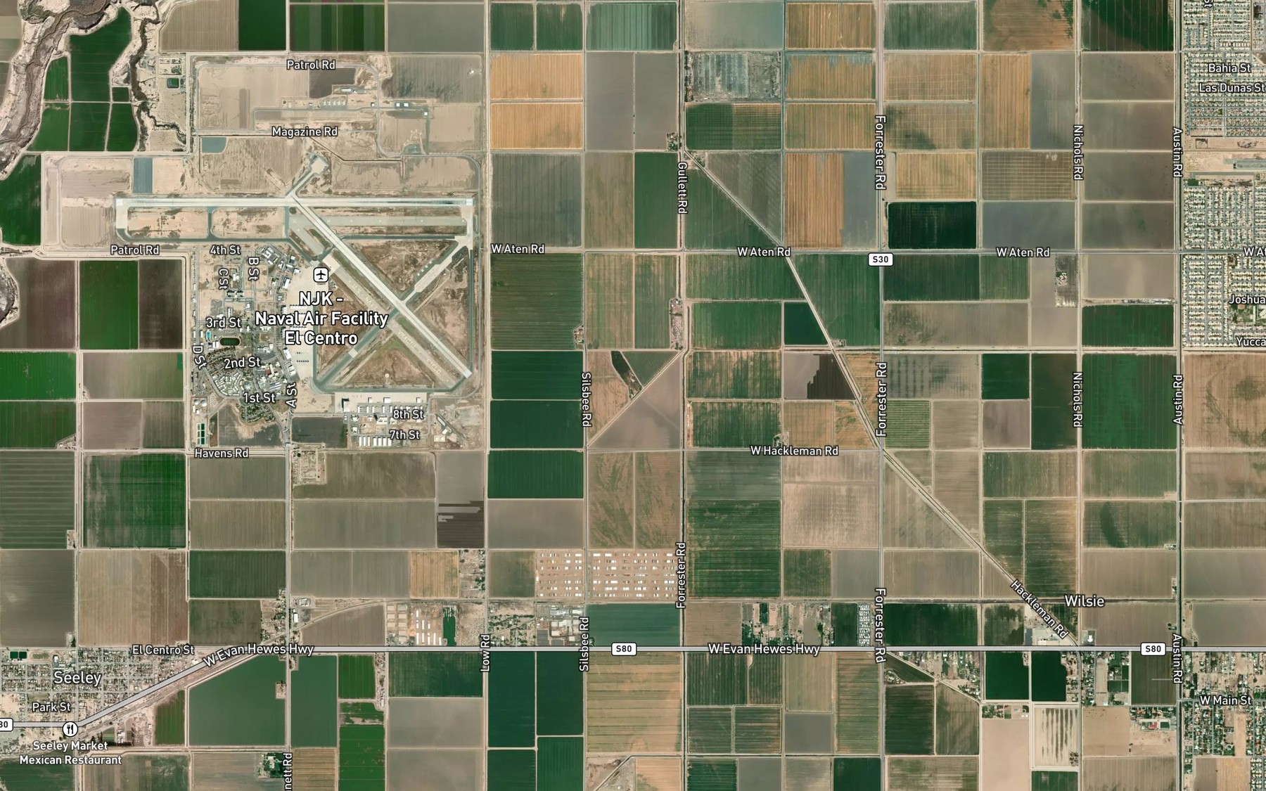 Satellite map of the Elm Lateral Three