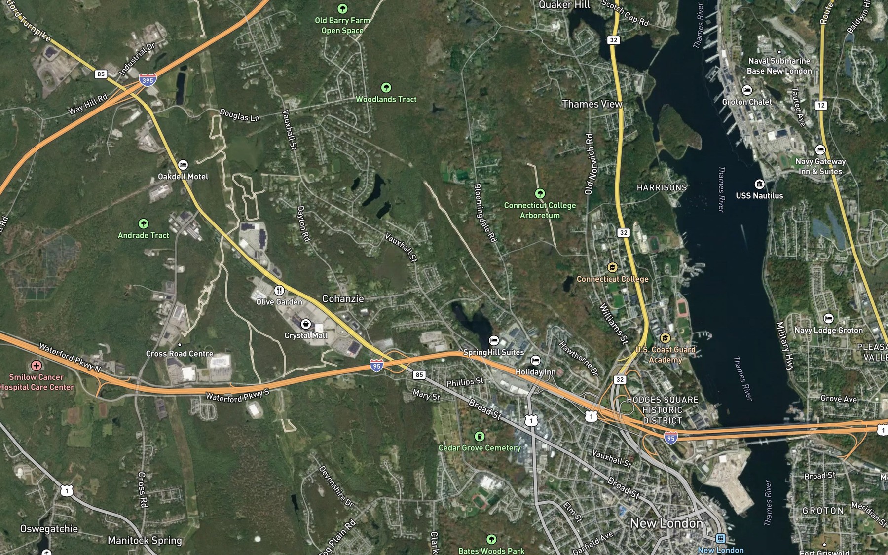 Satellite map of the Green Swamp Brook