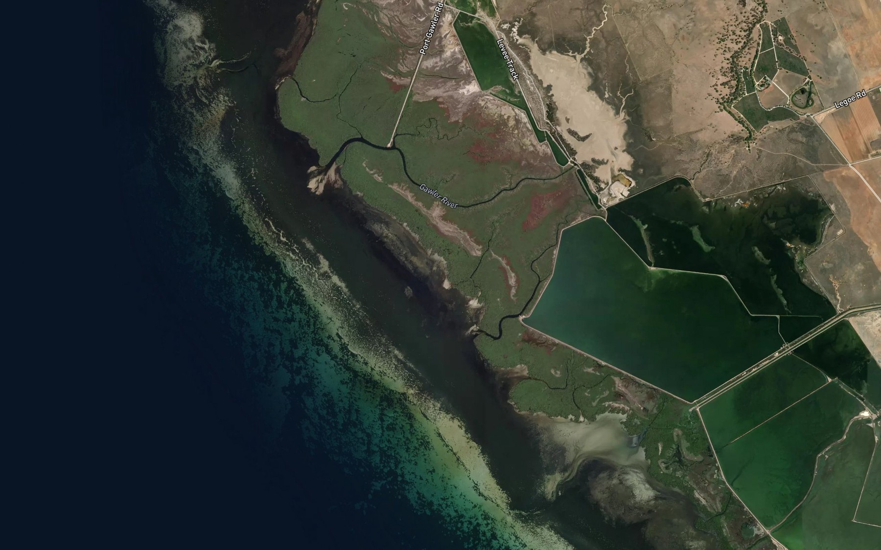 Satellite map of the Gawler River