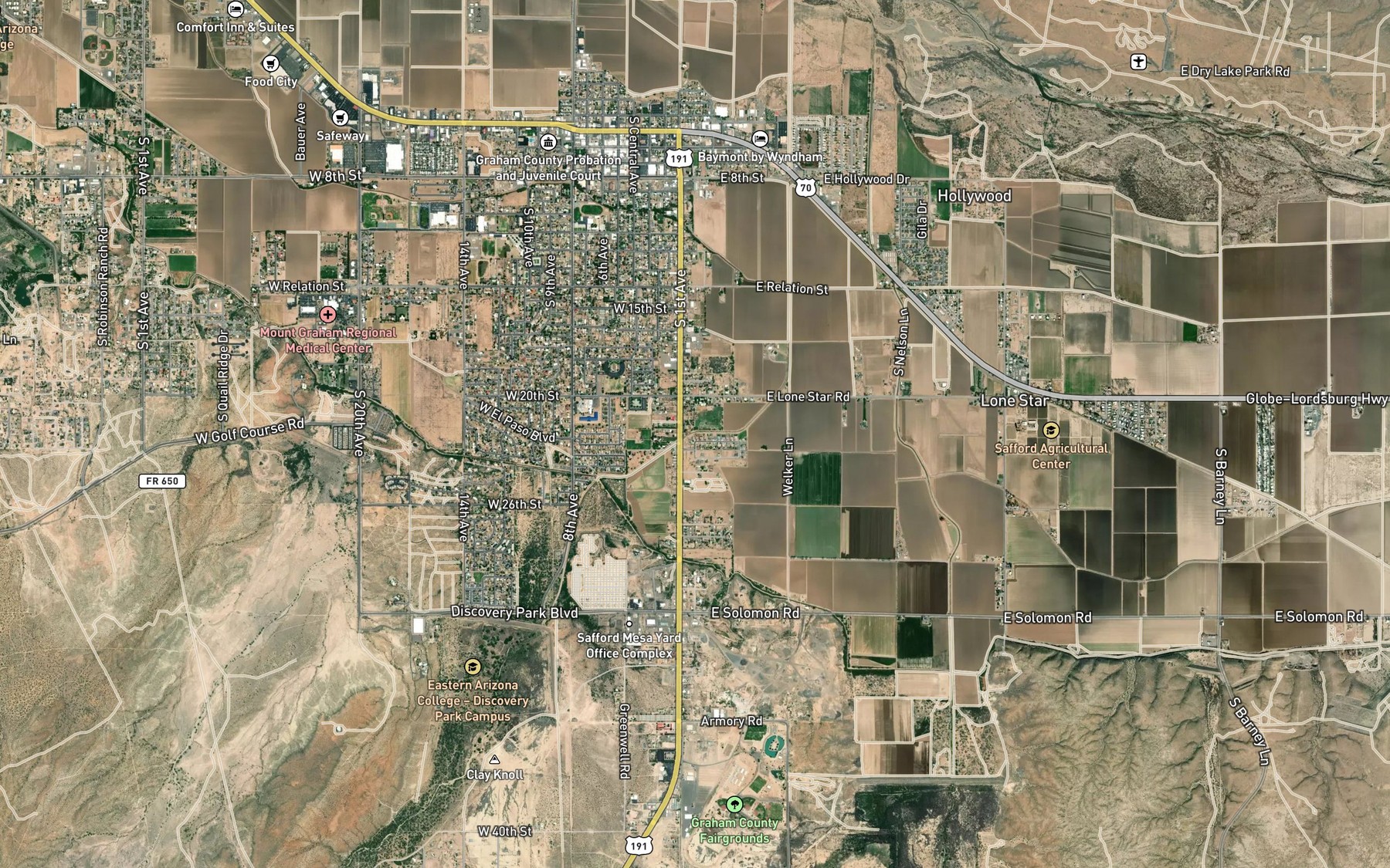 Satellite map of the Graveyard Wash