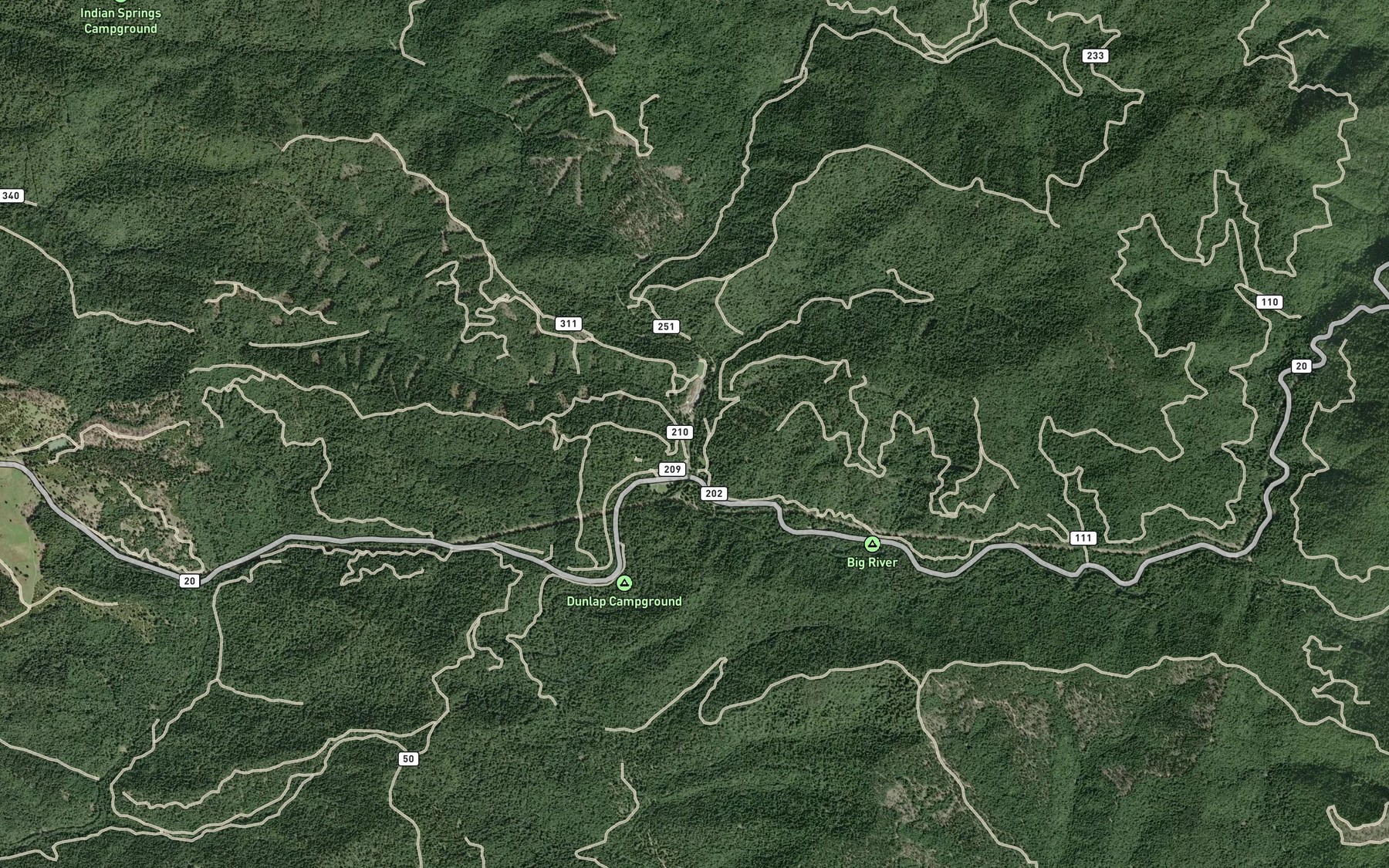 Satellite map of the Freathy Creek