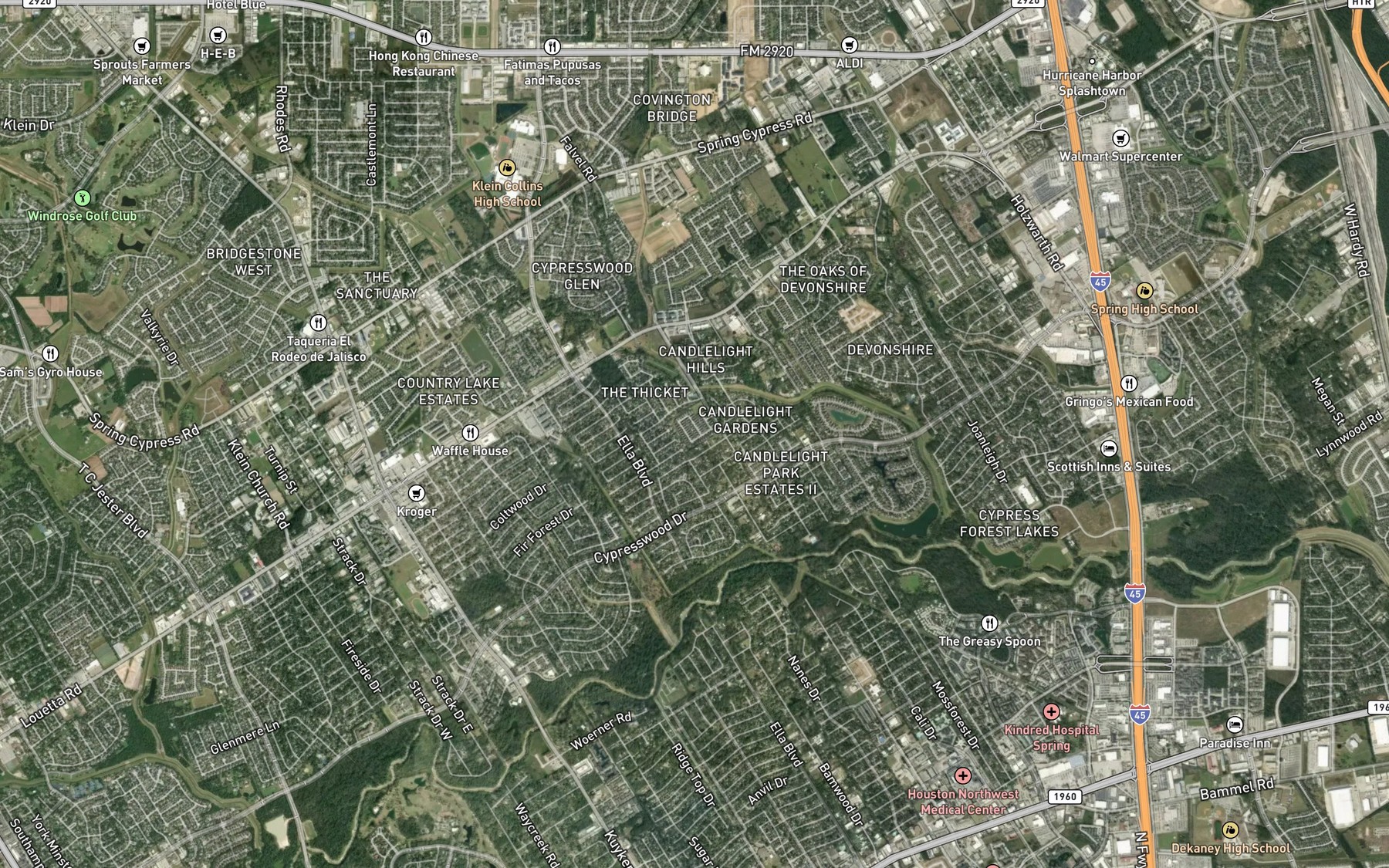 Satellite map of the Mirror Lake