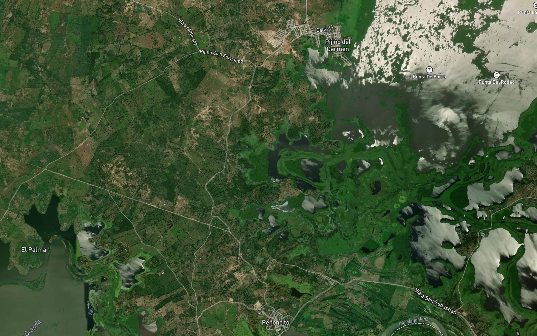 Satellite map of the Cienaga Boca de Monte