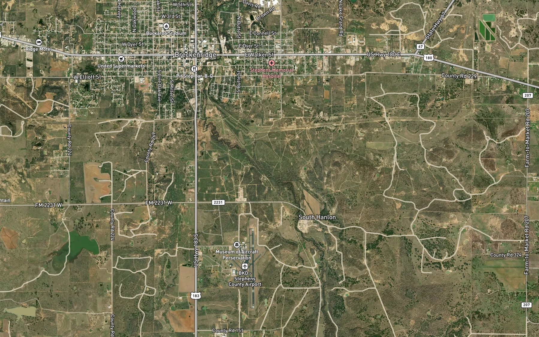 Satellite map of the Hitson Branch