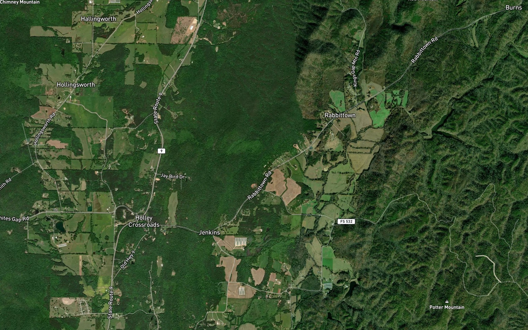 Satellite map of the Browns Spring