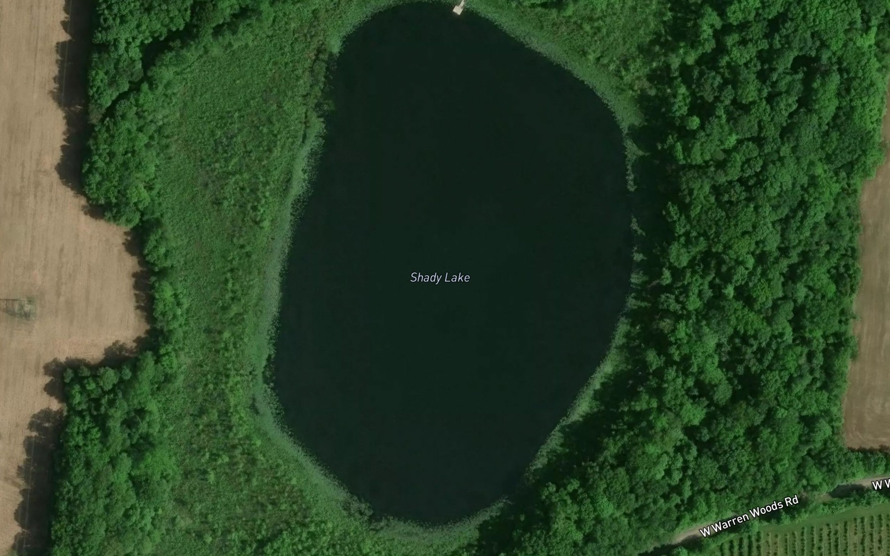 Satellite map of the Shady Lake