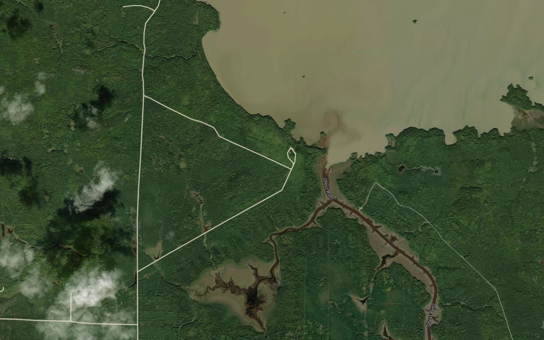 Satellite map of the Ghost River