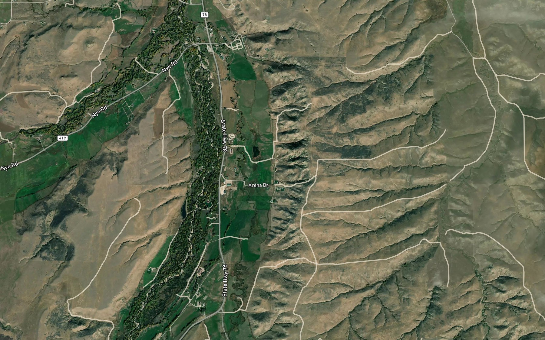Satellite map of the Butcher Creek Ditch
