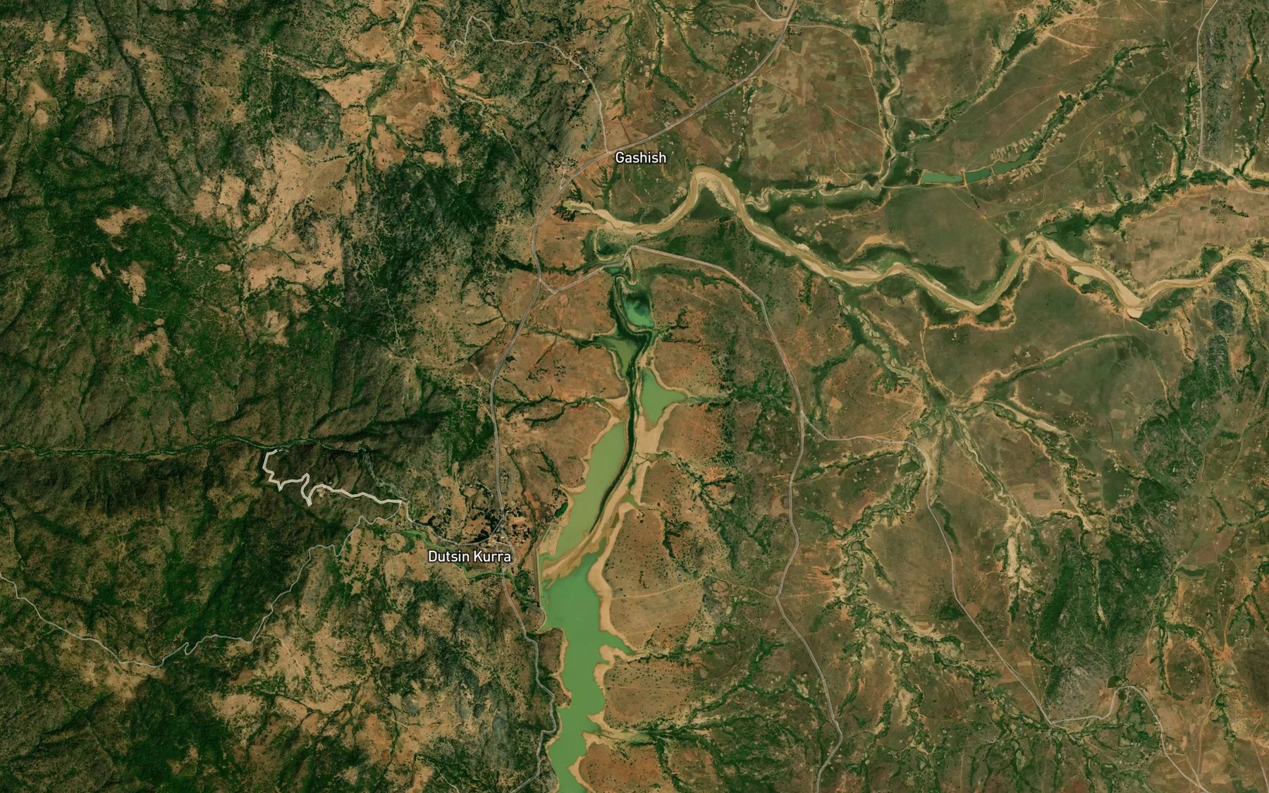 Satellite map of the River Gnar
