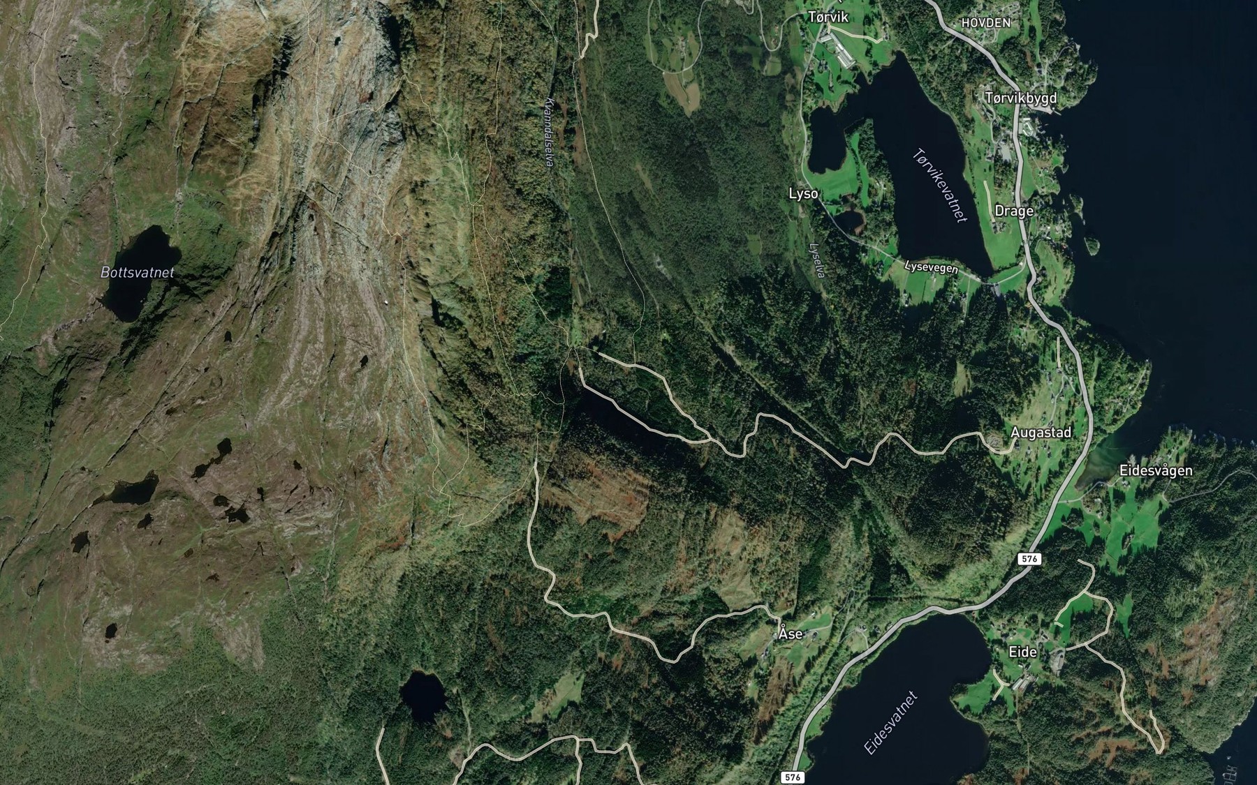 Satellite map of the Kvanndalselva