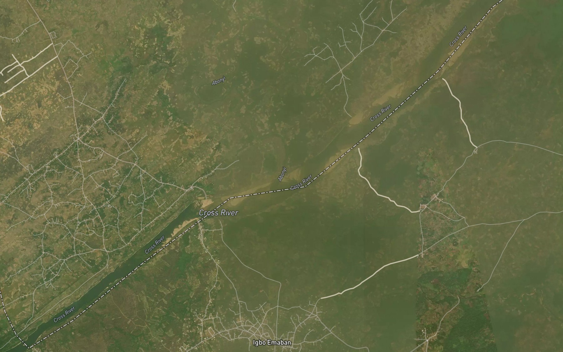Satellite map of the Abonyi River
