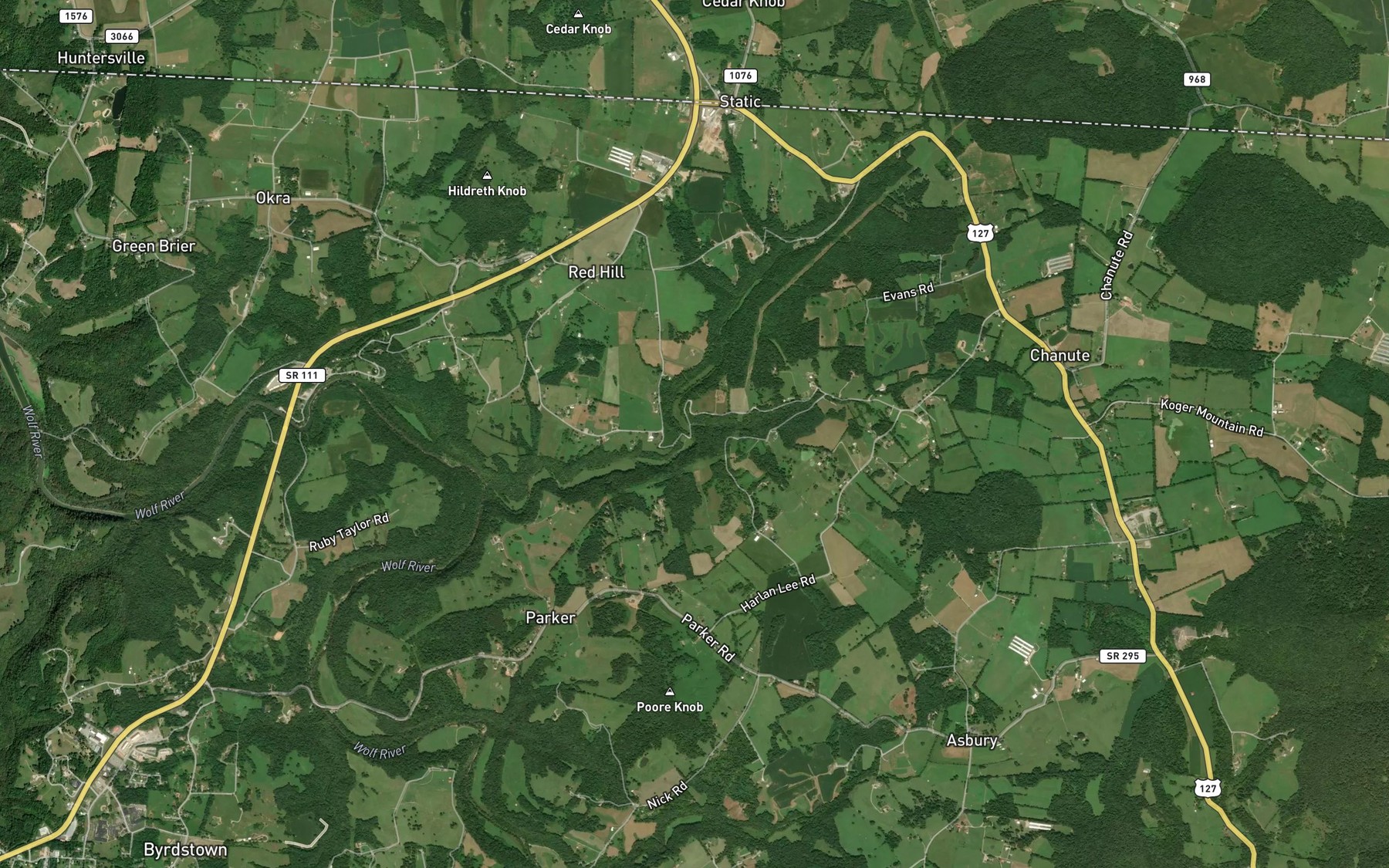 Satellite map of the South Lick Creek Branch