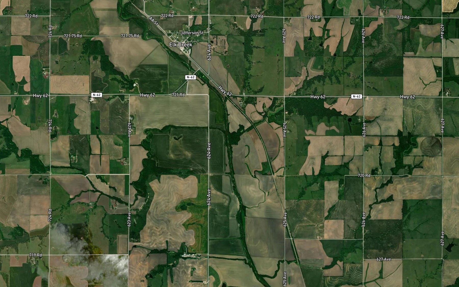 Satellite map of the Robinson Creek