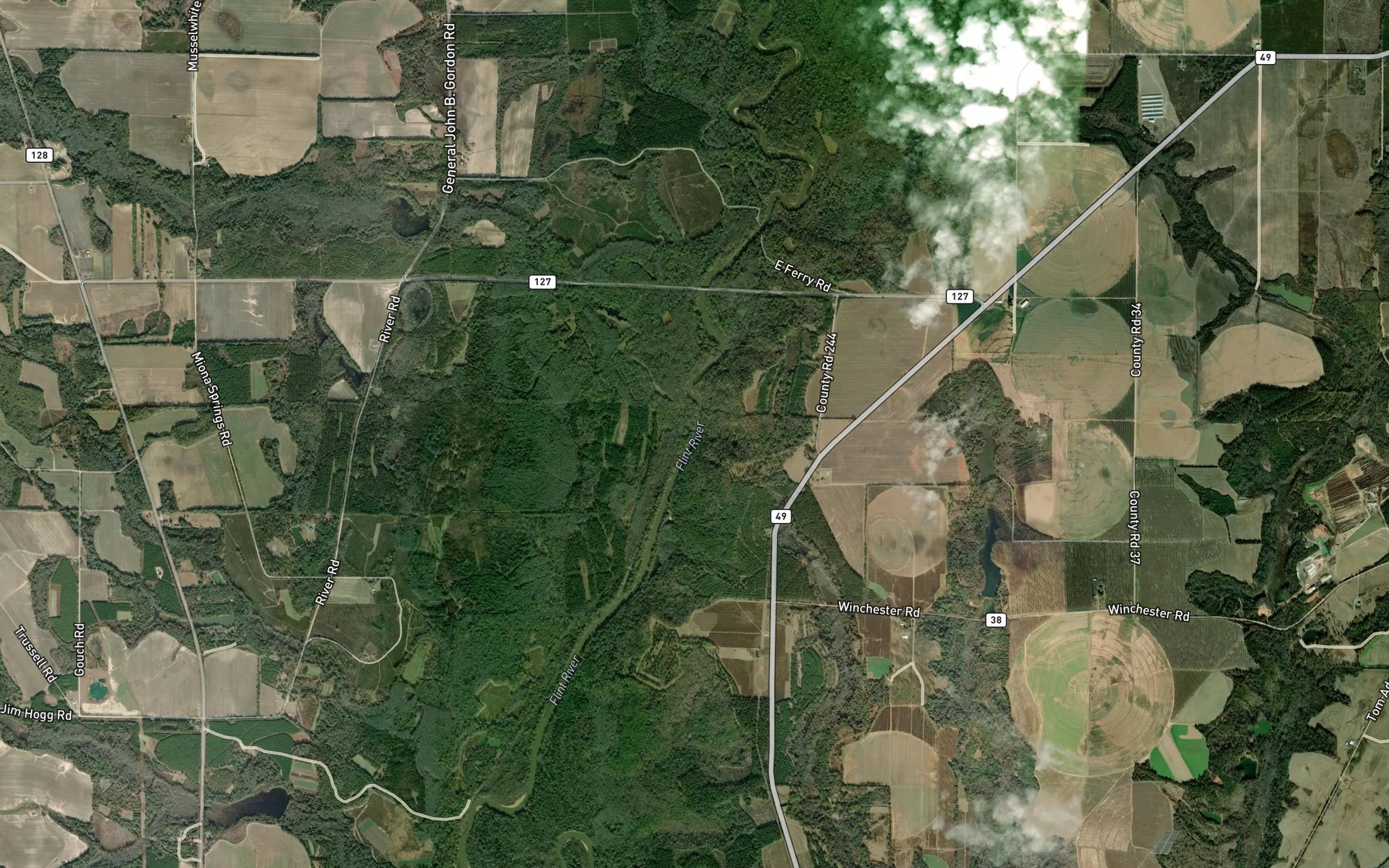 Satellite map of the Toteover Creek