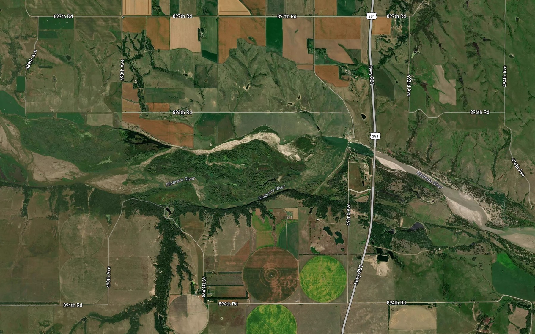 Satellite map of the Northern Nebraska Plant Reservoir Number 1