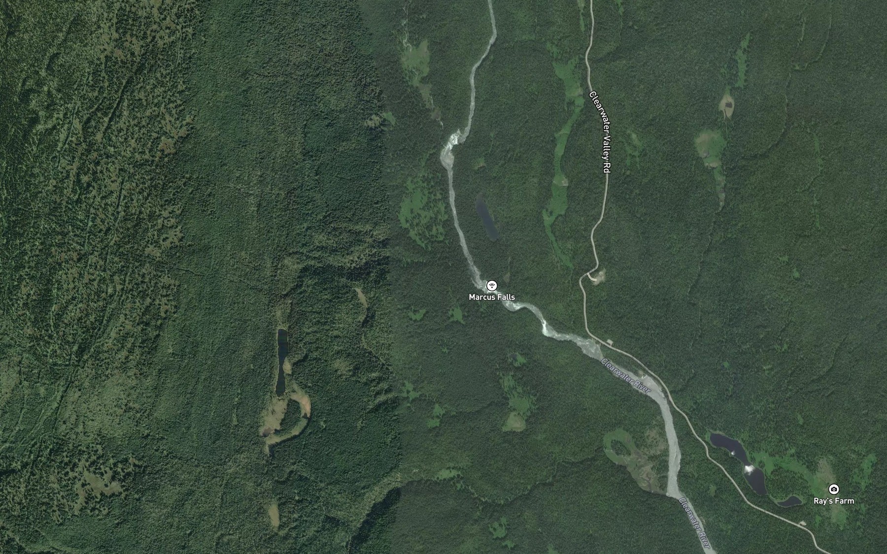 Satellite map of the Donkey Creek