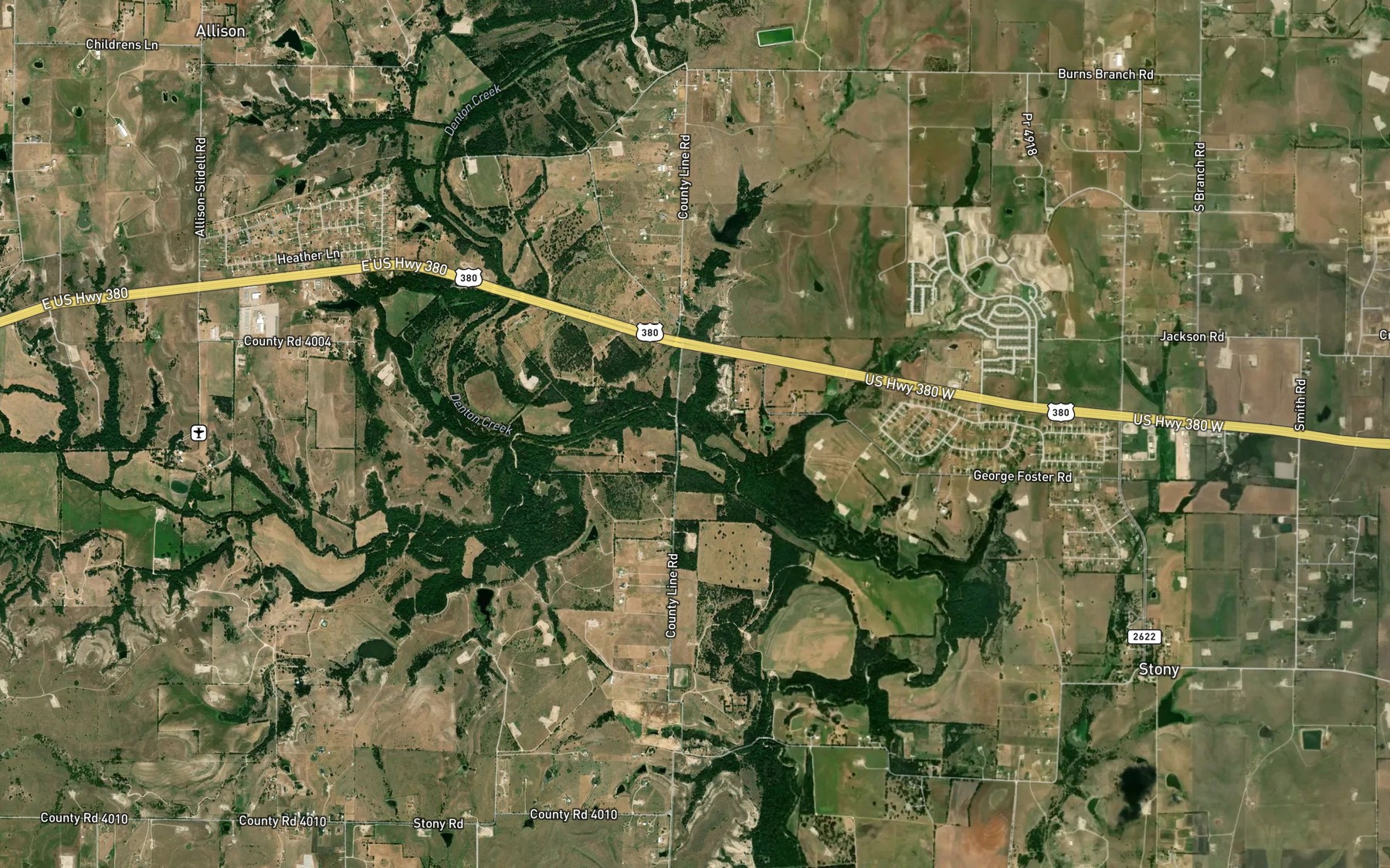 Satellite map of the Burns Branch
