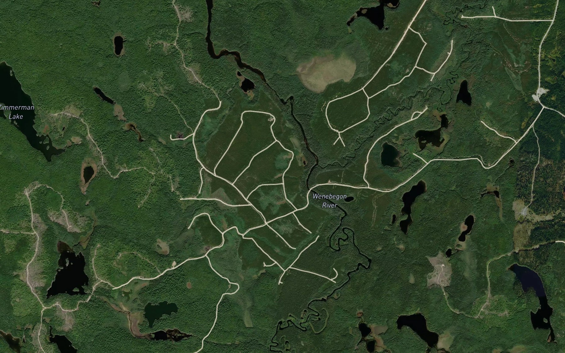 Satellite map of the Kebskwasheshi River
