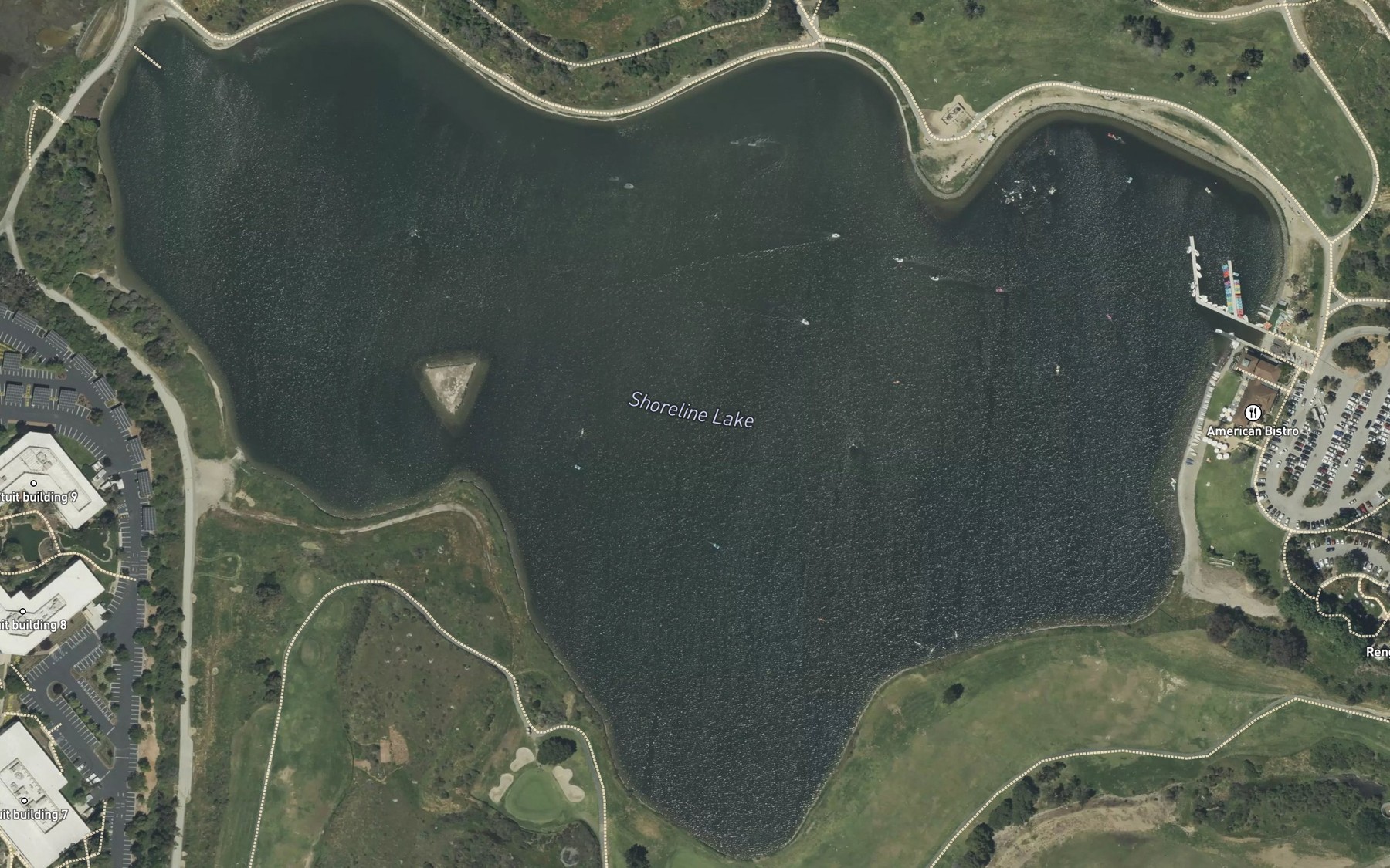 Satellite map of the Shoreline Lake