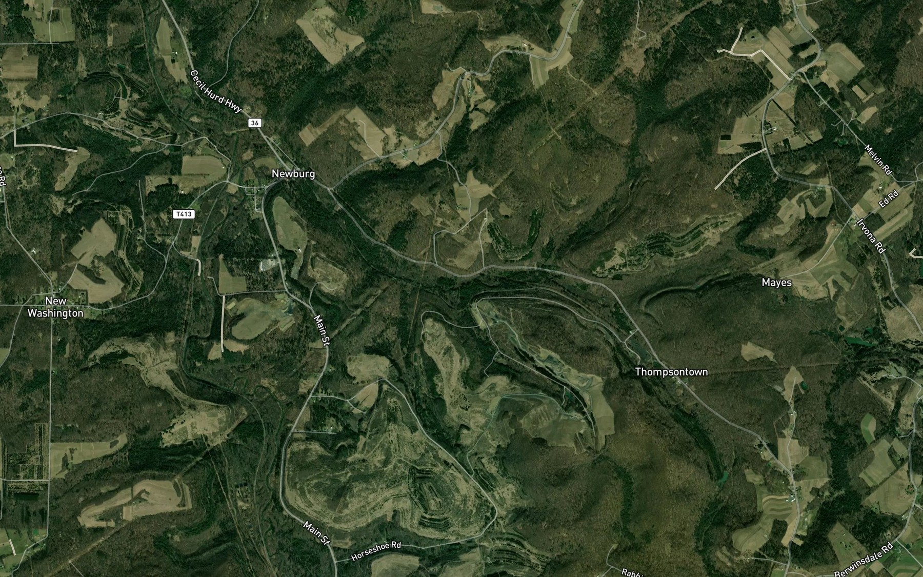 Satellite map of the McMasters Run