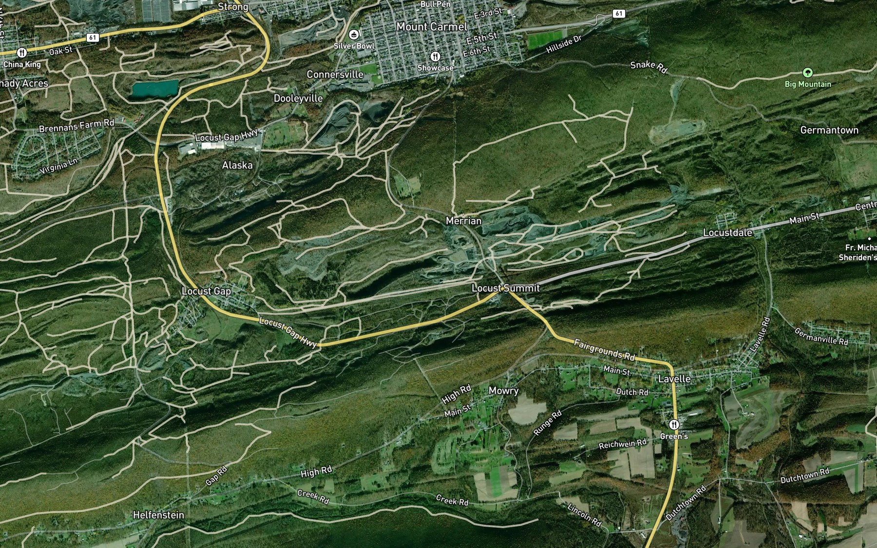 Satellite map of the Locust Summit Retention Pond