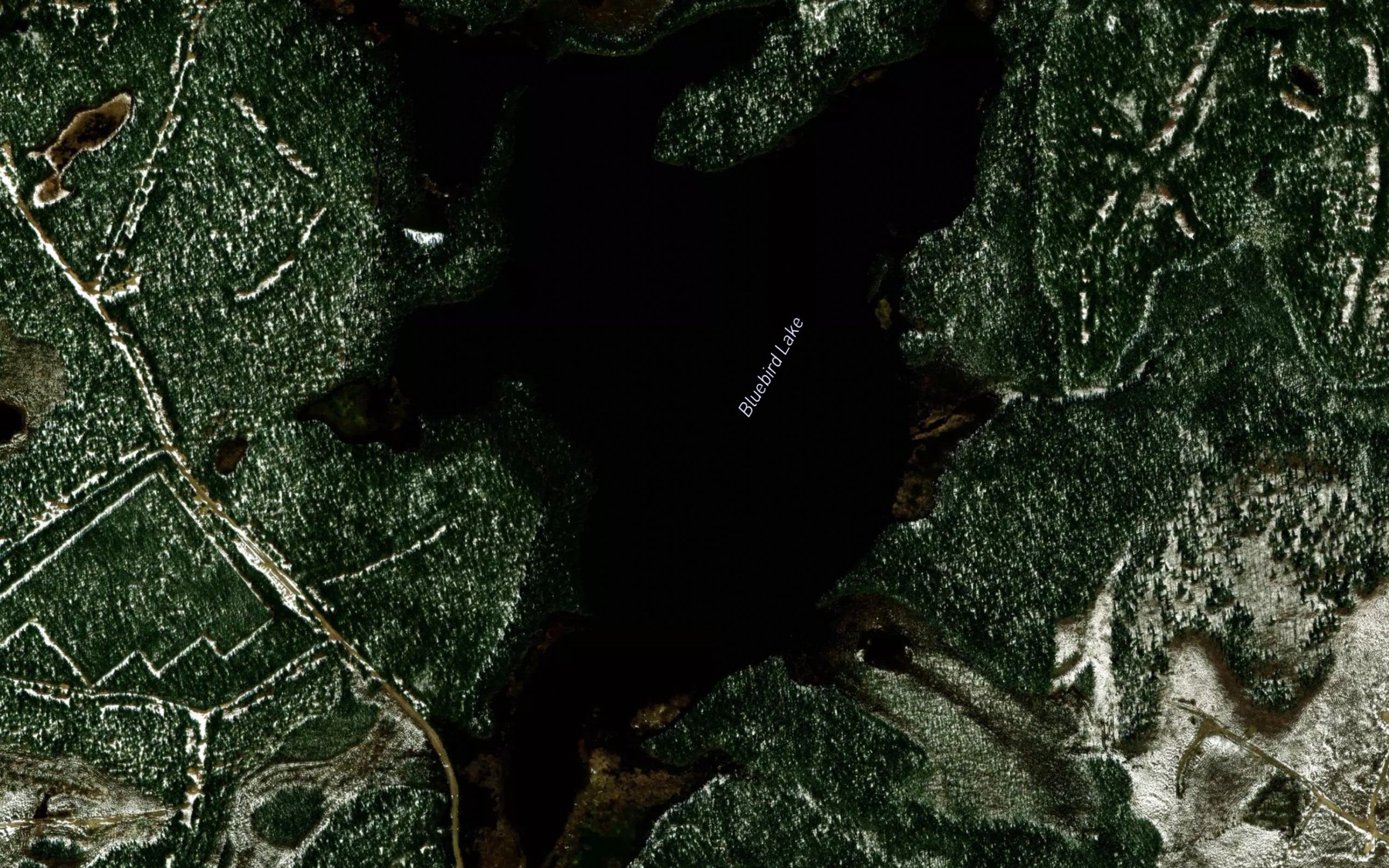 Satellite map of the Bluebird Lake