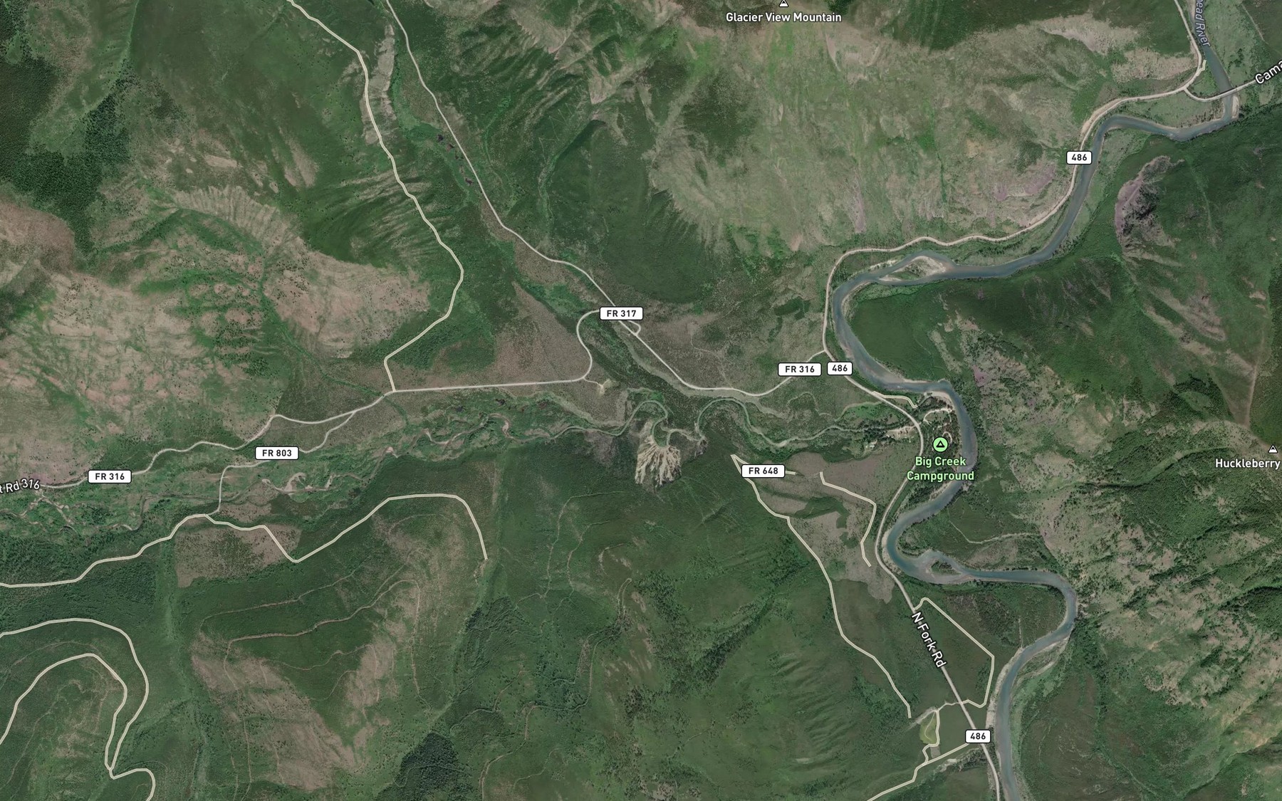 Satellite map of the Langford Creek