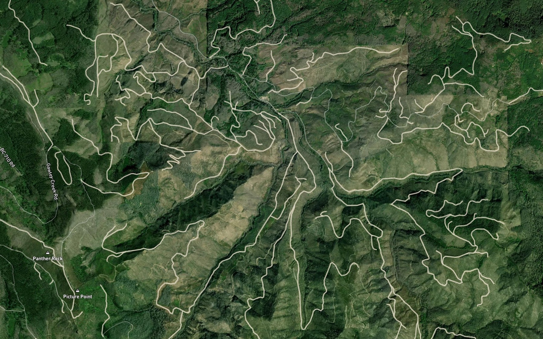 Satellite map of the Poopanelly Creek