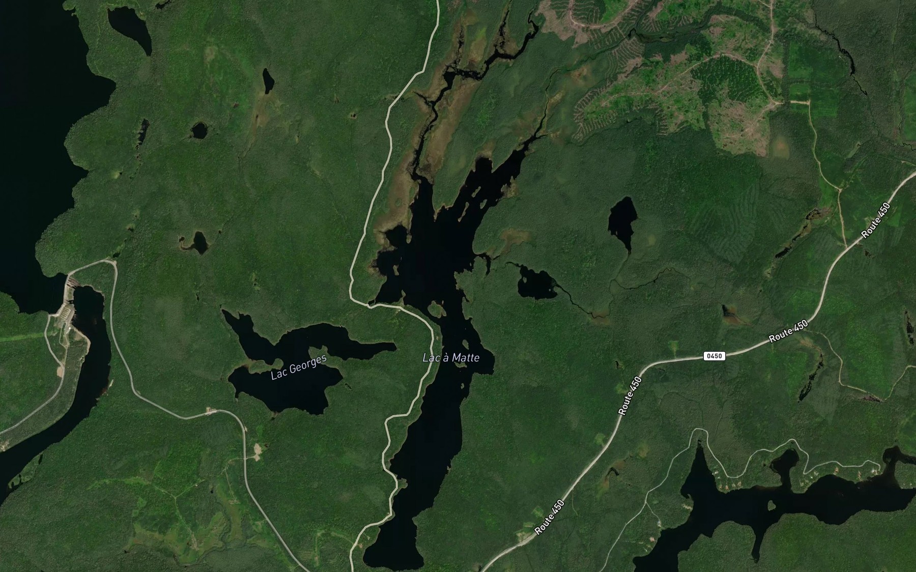 Satellite map of the Lac a Matte