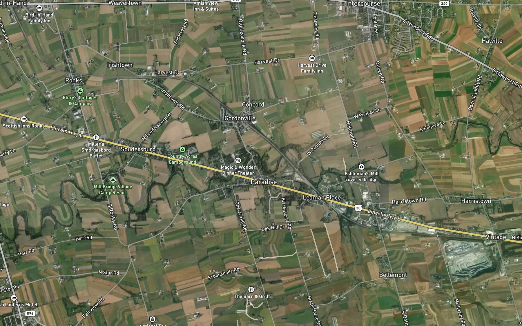 Satellite map of the Watson Run