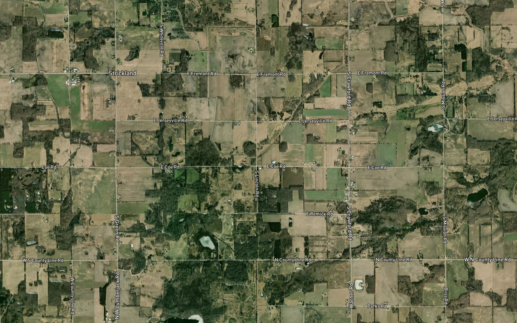 Satellite map of the Parcher Drain